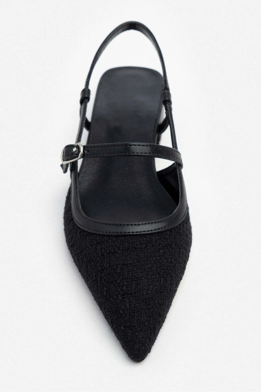 Ballerines Ivory noire à talon court et bout pointu