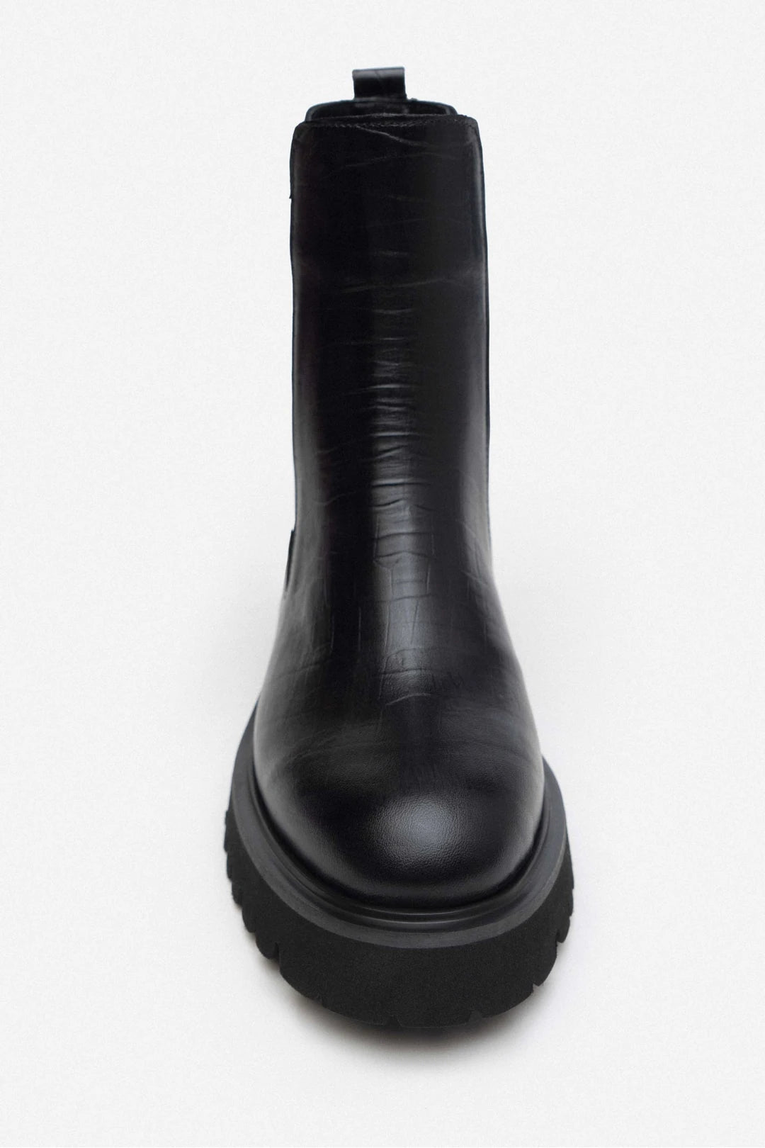 Bottes pour femmes en cuir croco noir
