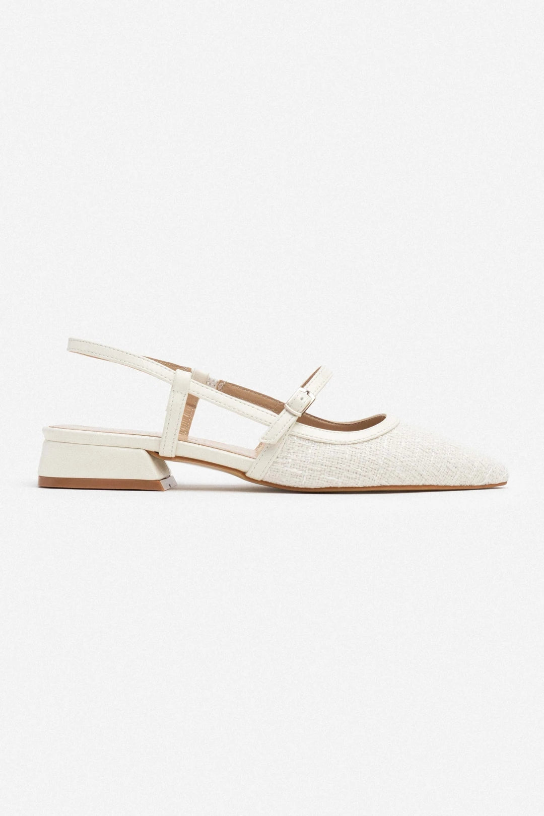 Ballerines Ivory blanches à talon court et bout pointu