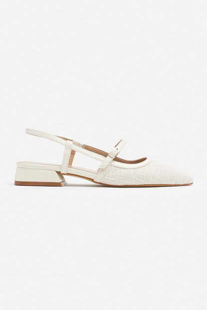 Ballerines Ivory blanches à talon court et bout pointu