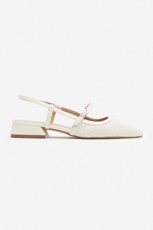 Ballerines Ivory blanches à talon court et bout pointu